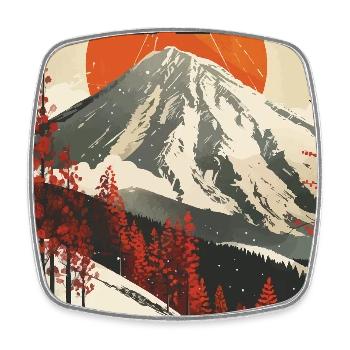 Winter Paradise in Niseko Japan Vintage Travel Art - Square fridge magnet - white - Front