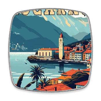 Tranquility in Locarno - Switzerland - Square fridge magnet - white - Front