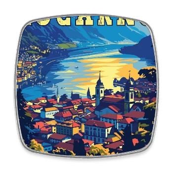 Explore Tranquility in Locarno - Switzerland - Square fridge magnet - white - Front
