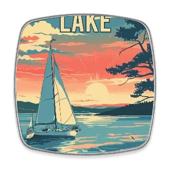 Erkunden Sie den Saratoga Lake im Bundesstaat New York - Viereckiger Kühlschrankmagnet - Weiß - Vorne
