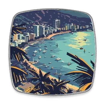 Acapulco in Mexiko Tropische Reisekunst - Viereckiger Kühlschrankmagnet - Weiß - Vorne