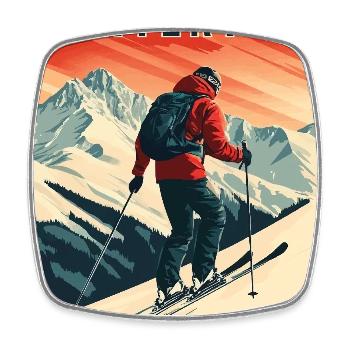 Explorez le village alpin de Hintertux en Autriche - Magnet carré - blanc - Devant