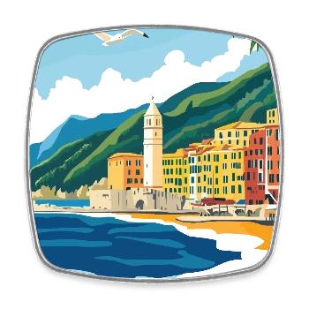 Découvrez des camoglis charmants en Italie - Magnet carré - blanc - Devant