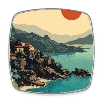 Découvrez les montagnes de la plage et l’histoire de l’Albanie - Magnet carré - blanc - Devant