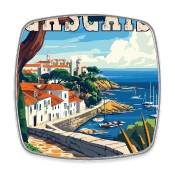 Découvrez la beauté côtière de Cascais au Portugal - Magnet carré - blanc - Devant