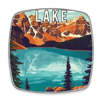 Découvrez le lac Moraine, Canada, parc national de Banff - Magnet carré - blanc - Devant