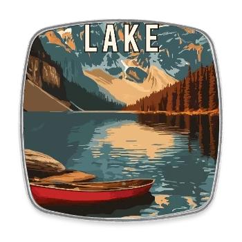 Découvrez le lac Moraine, Canada, parc national de Banff - Magnet carré - blanc - Devant