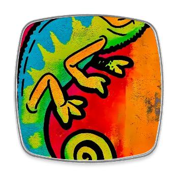chameleon - Square fridge magnet - white - Front