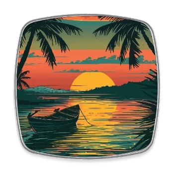 Découvrez le paradis insulaire tropical de Kiribati - Magnet carré - blanc - Devant