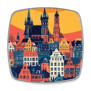 Experience Stunning Gdansk City in Poland - Square fridge magnet - white - Front