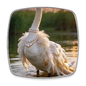 Pearl Swan in Sunset - Square fridge magnet - white - Front