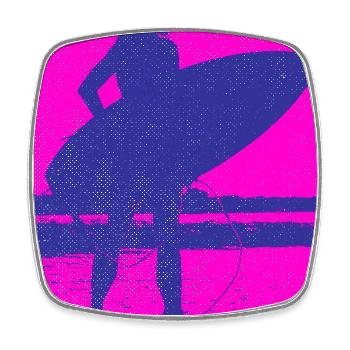 Neon-Silhouette Surferin Strand - Viereckiger Kühlschrankmagnet - Weiß - Vorne