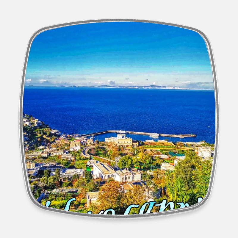i love capri - Square fridge magnet - white