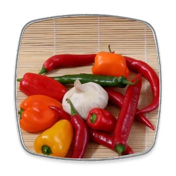 CHILI’s-Runde - Viereckiger Kühlschrankmagnet - Weiß - Vorne