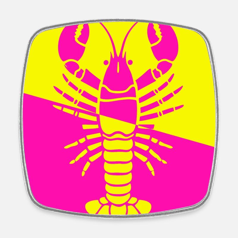 Poster Lobster yellow pink - Square fridge magnet - white