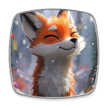 Fuchs Illustration Poster - Viereckiger Kühlschrankmagnet - Weiß - Vorne