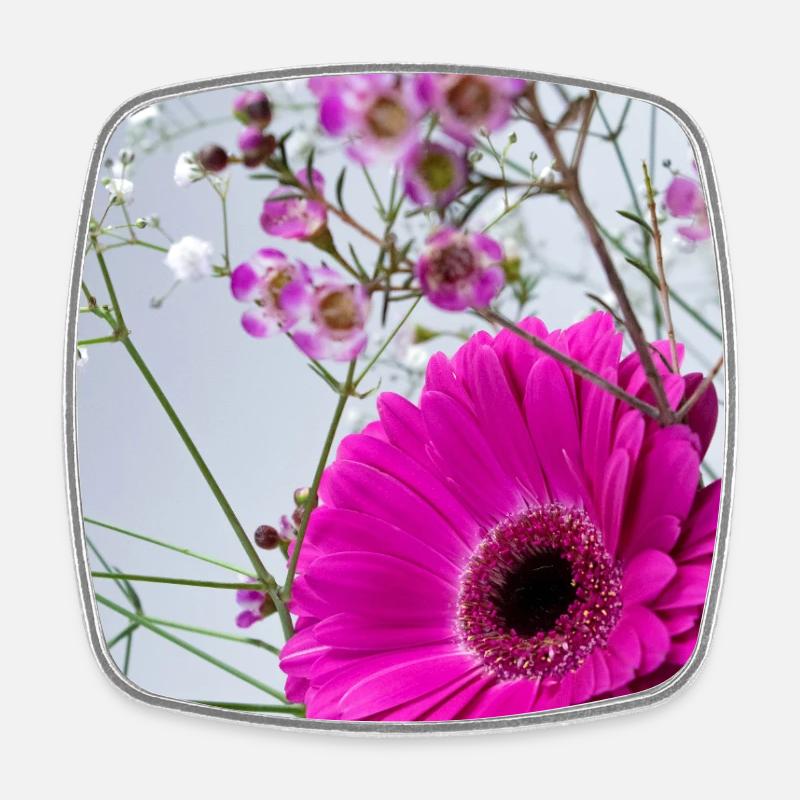 Macro Pink Gerbera Splendeur Florale - Magnet carré - blanc