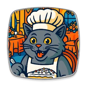 Kulinarische Katzenkoch-Illustration, Liebeskatzen kochen - Viereckiger Kühlschrankmagnet - Weiß - Vorne