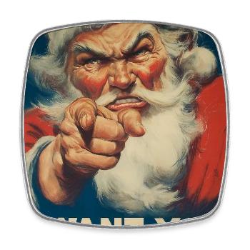 Affiche publicitaire du Père Noël - Magnet carré - blanc - Devant