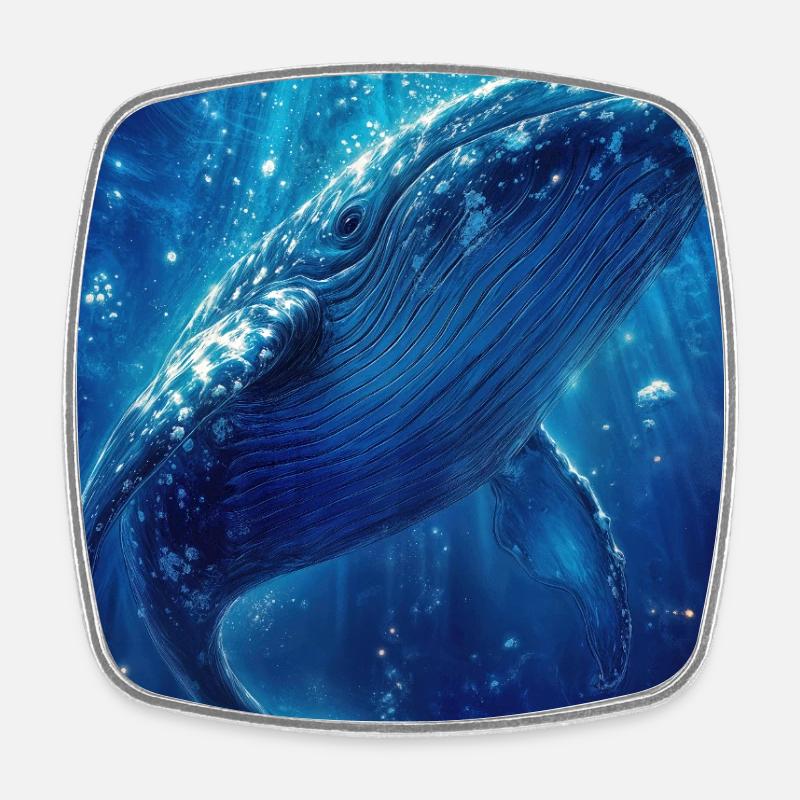 Illustration eines Wals - Viereckiger Kühlschrankmagnet - Weiß
