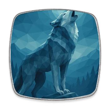 Polynature Night Wolf - Square fridge magnet - white - Front