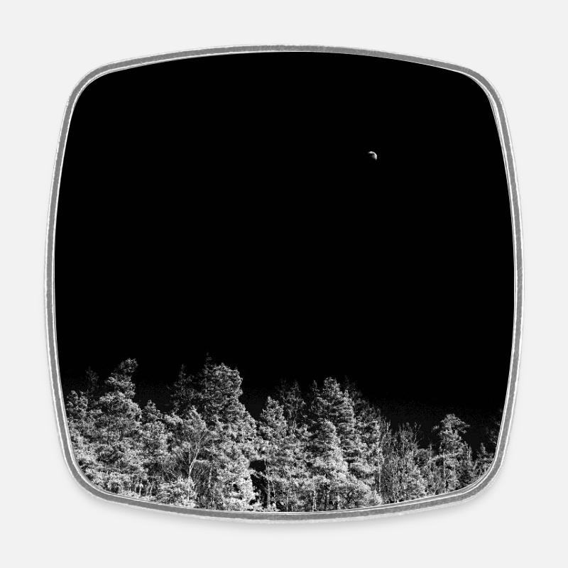 Night forest in monochromatic tones - Square fridge magnet - white