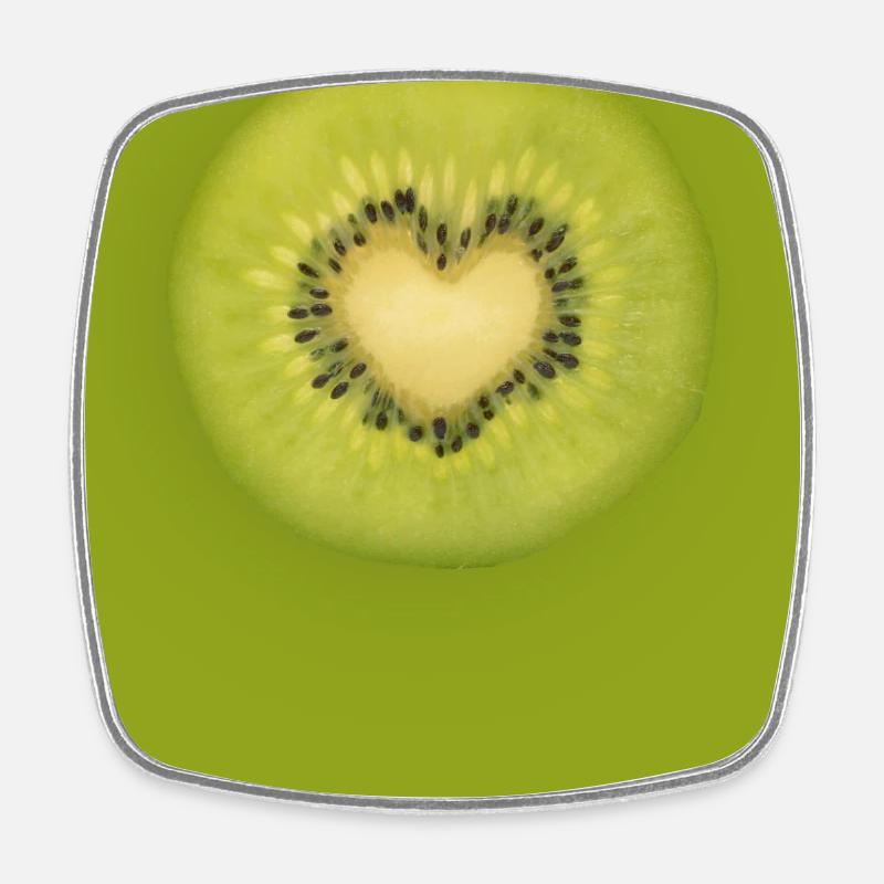 Kiwi mit Herz  Fresh Perspective - Viereckiger Kühlschrankmagnet - Weiß