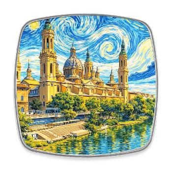 Zaragoza Spain - Viereckiger Kühlschrankmagnet - Weiß - Vorne