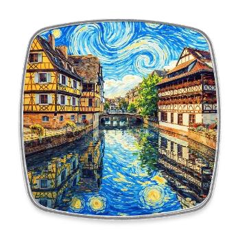 Strasbourg, France - Square fridge magnet - white - Front