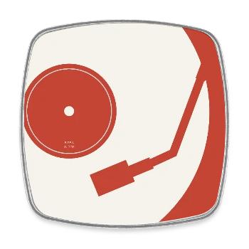 Vinyl Life – Retro Plattenspieler Poster - Viereckiger Kühlschrankmagnet - Weiß - Vorne