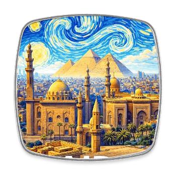 Cairo Nights: Pyramids and Stars - Viereckiger Kühlschrankmagnet - Weiß - Vorne