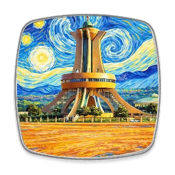 Ouagadougou Burkina Faso Starry Night - Square fridge magnet - white - Front