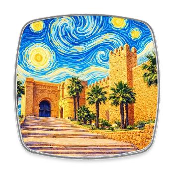 Rabat Morocco Starry Night - Square fridge magnet - white - Front