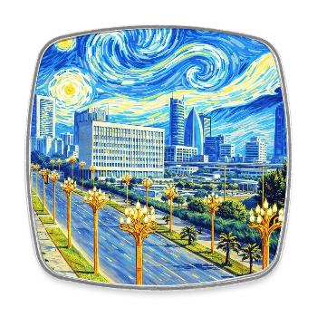Addis Ababa Nacht-Skyline Kunst - Viereckiger Kühlschrankmagnet - Weiß - Vorne
