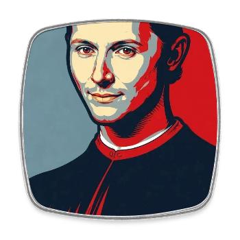 Machiavelli Pop-Art-Porträt - Viereckiger Kühlschrankmagnet - Weiß - Vorne