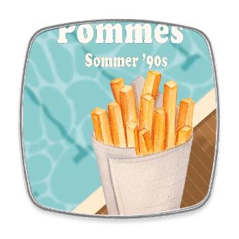 Freibad Pommes Sommer 90s Retro Design - Viereckiger Kühlschrankmagnet - Weiß - Vorne
