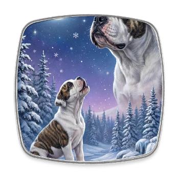 Howling to the Moon American Bulldog - Square fridge magnet - white - Front