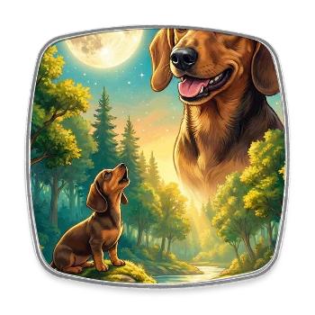 Howling to the Moon Meme Hund Dackel - Viereckiger Kühlschrankmagnet - Weiß - Vorne
