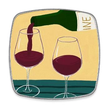 Weinabend zu zweit: Gläser & Käse - Viereckiger Kühlschrankmagnet - Weiß - Vorne