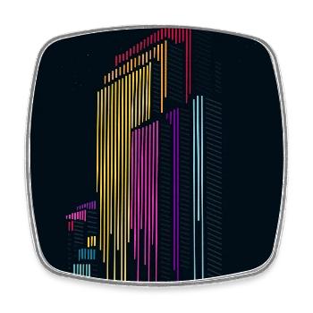Urban Frequency – Moderne Skyline mit Schriftzug - Viereckiger Kühlschrankmagnet - Weiß - Vorne
