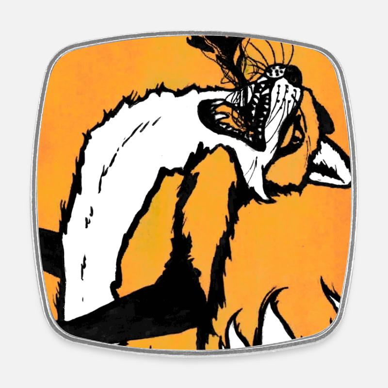 Kitsunefire - Square fridge magnet - white