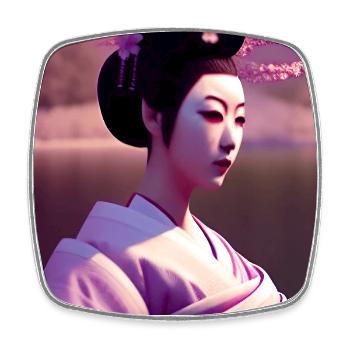 Geisha 1 - Viereckiger Kühlschrankmagnet - Weiß - Vorne