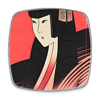 Geisha 10 - Viereckiger Kühlschrankmagnet - Weiß - Vorne