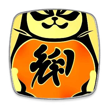 Maneki neko 4 - Viereckiger Kühlschrankmagnet - Weiß - Vorne