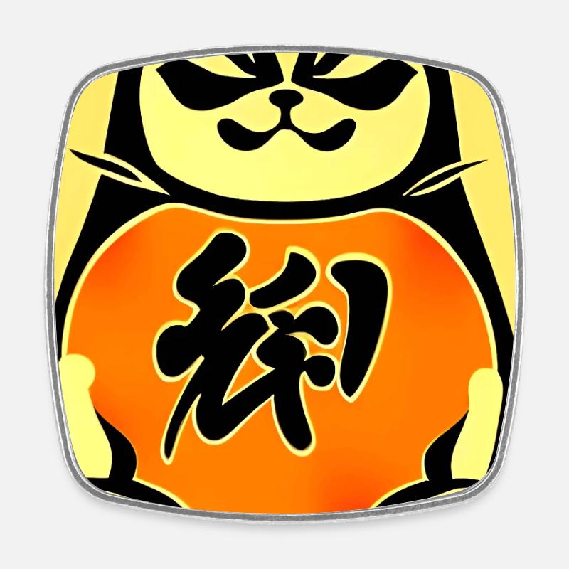 Maneki neko 4 - Viereckiger Kühlschrankmagnet - Weiß