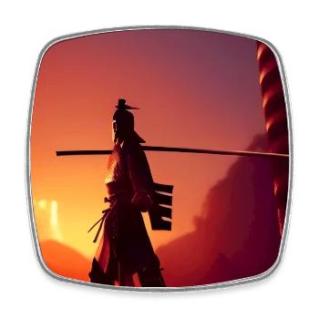 Samurai 2 - Viereckiger Kühlschrankmagnet - Weiß - Vorne