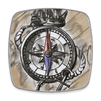 Fully on course maritime compass ship and anchor - Square fridge magnet - white - Front