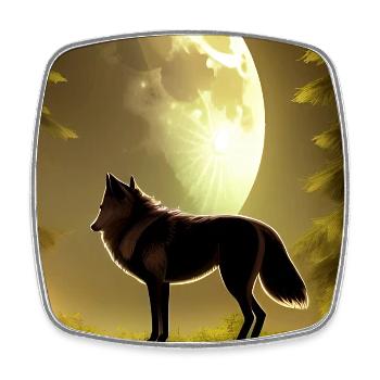 Wolf und Mond - Viereckiger Kühlschrankmagnet - Weiß - Vorne