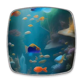 Fische, Aquarium - Viereckiger Kühlschrankmagnet - Weiß - Vorne