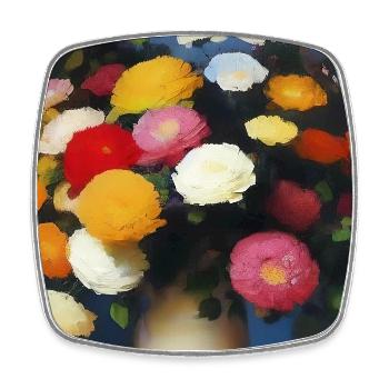 Fleurs et papillon - Magnet carré - blanc - Devant